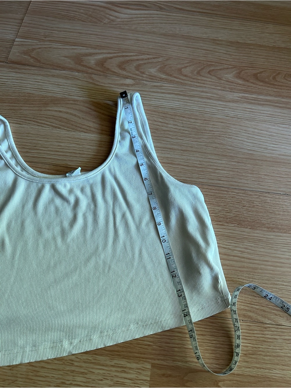 Light Yellow Light Ribbed Cropped Tank XL - Picture 5 of 6